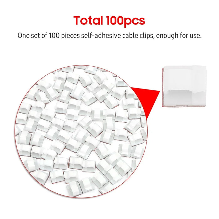100 Pcs Cable Clips Cord Organizer Cable Management, Self Adhesive Wire Holder System Multipurpose Wire Clips - 7