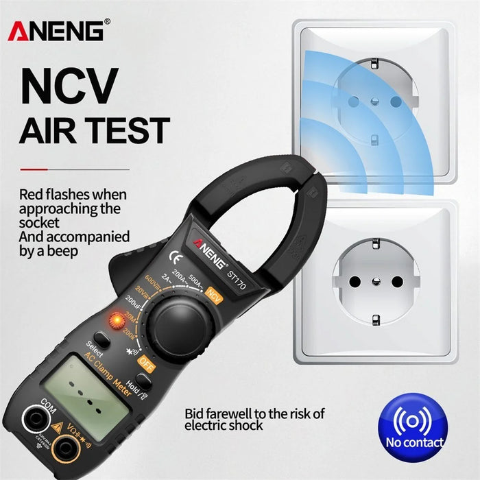 ANENG ST170 Digital Clamp Meter Multimeter 1999 Counts AC DC Smart Clamp Meter, Auto-ranging Measure Resistance - Black - 6