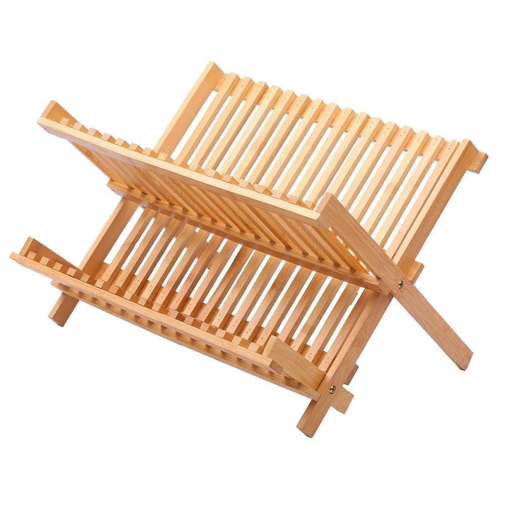 16-Grid Dish Drying Rack Storage Rack Plate Holder for Kitchen Compact Foldable - 1