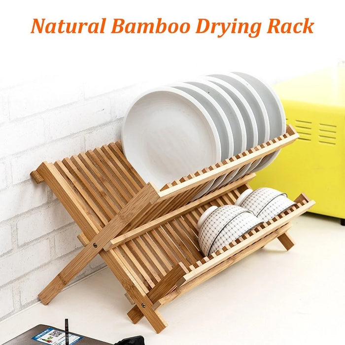 16-Grid Dish Drying Rack Storage Rack Plate Holder for Kitchen Compact Foldable - 3