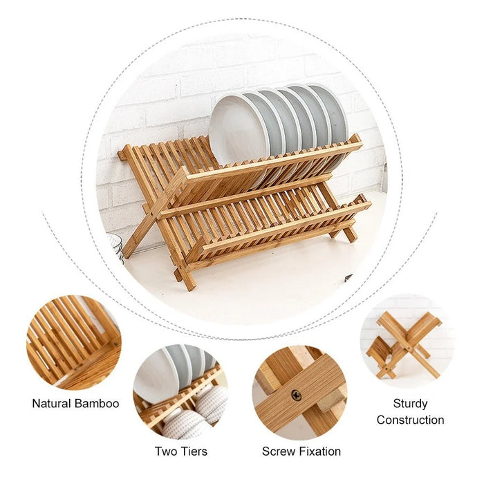 16-Grid Dish Drying Rack Storage Rack Plate Holder for Kitchen Compact Foldable - 4