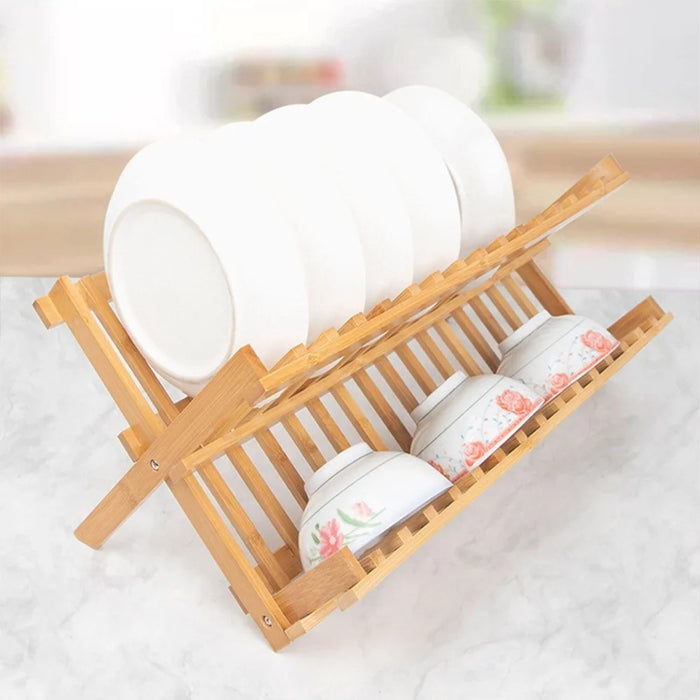 16-Grid Dish Drying Rack Storage Rack Plate Holder for Kitchen Compact Foldable - 7