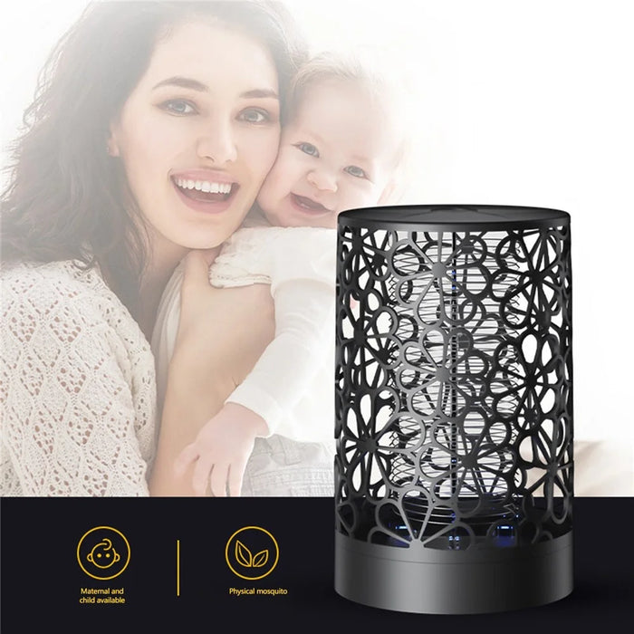 Bug Zapper USB Photocatalyst Electric Mosquito Killer Lamp Insect Trap for Home Backyard Garden - Diamond-Type Lattice/Black - 4