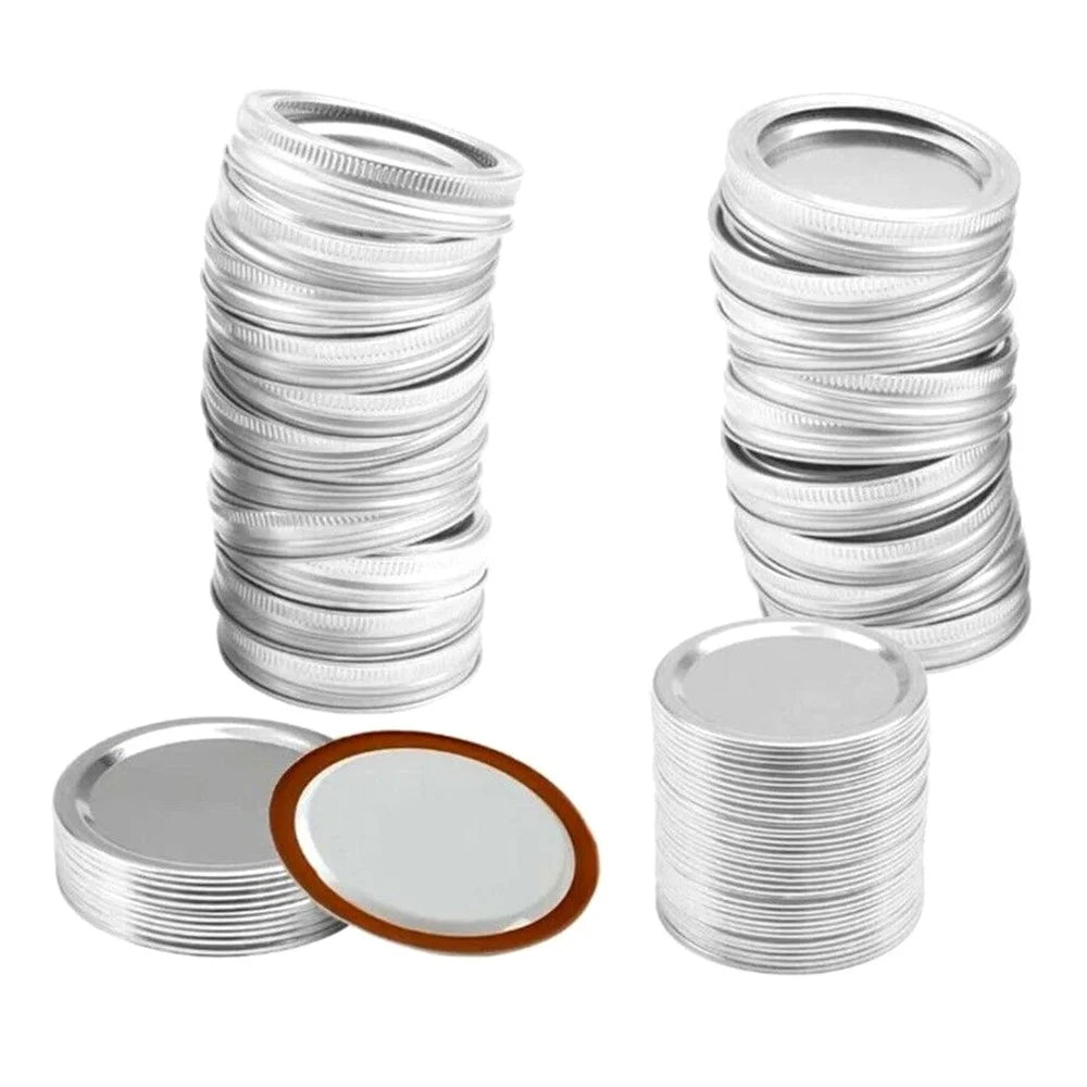 48PCS Canning Lids and Bands for Regular Mouth 70mm Jar Rings Split Type Leak Proof Metal Mason Jar Lids - 1