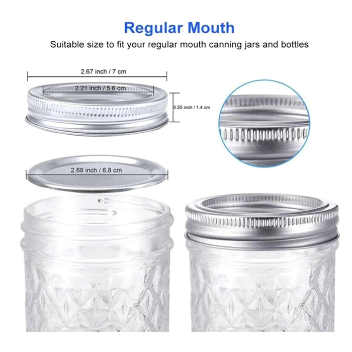 48PCS Canning Lids and Bands for Regular Mouth 70mm Jar Rings Split Type Leak Proof Metal Mason Jar Lids - 4