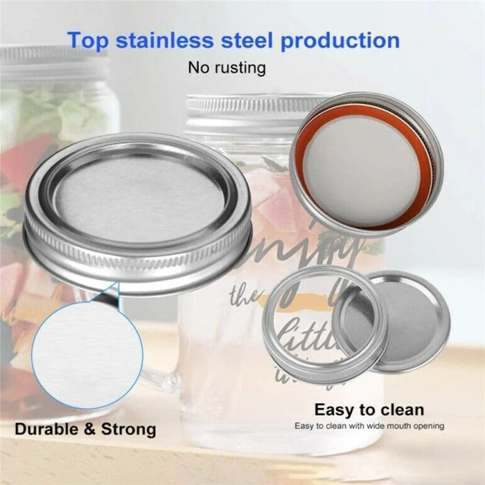 48PCS Canning Lids and Bands for Regular Mouth 70mm Jar Rings Split Type Leak Proof Metal Mason Jar Lids - 5