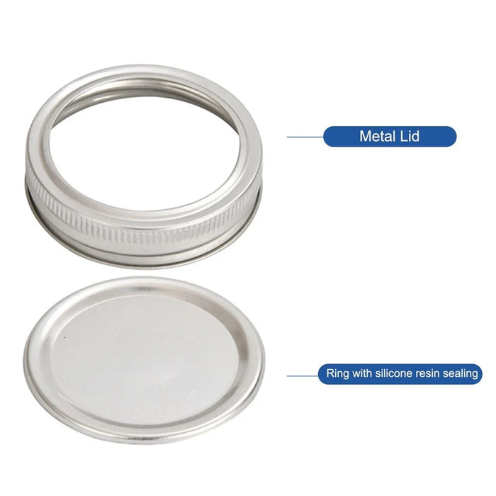 48PCS Canning Lids and Bands for Regular Mouth 70mm Jar Rings Split Type Leak Proof Metal Mason Jar Lids - 6