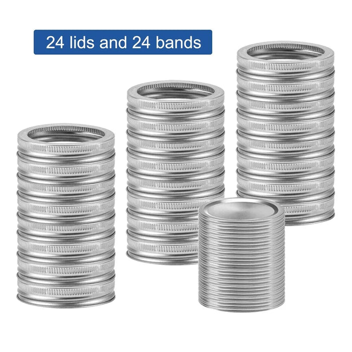 48PCS Canning Lids and Bands for Regular Mouth 70mm Jar Rings Split Type Leak Proof Metal Mason Jar Lids - 7