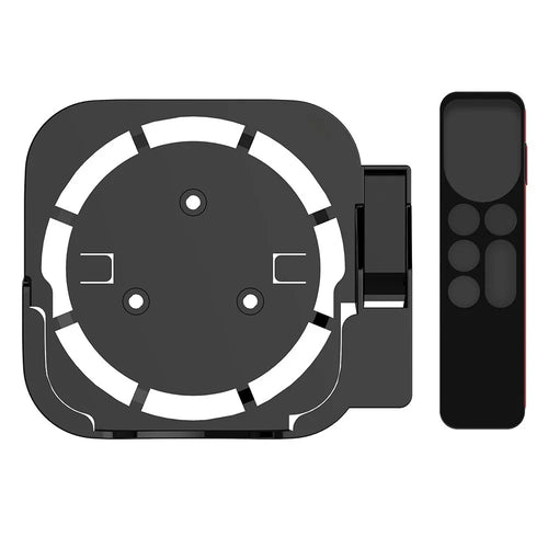 For Apple TV2/3/4/5/6 Wall-mounted Set-top Box Stand with Remote Control Protective Case - Black+Black - 1