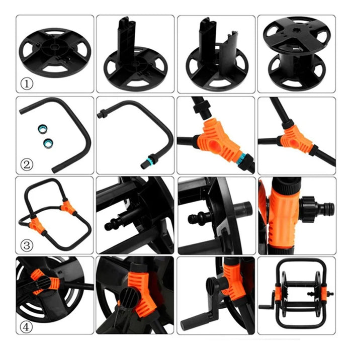 Garden Watering Trolley 20m Empty Hose Trolley Storage Car Washer Tool for Garden Camping Balcony - 2
