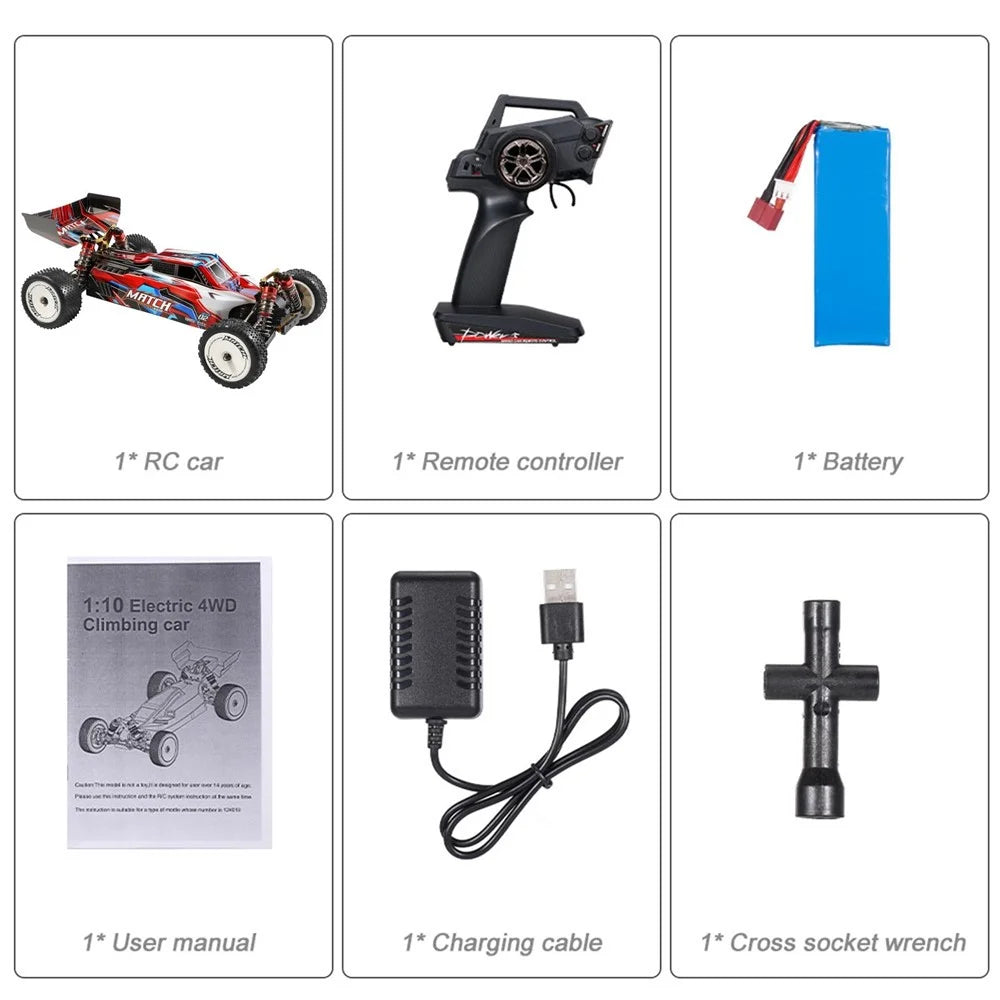 WLTOYS XKS 104001 1/10 2.4GHz RC Car 45km/h High Speed Racing Car Rremote Control 4WD Off-Road Drift Car - 1 Battery - 2