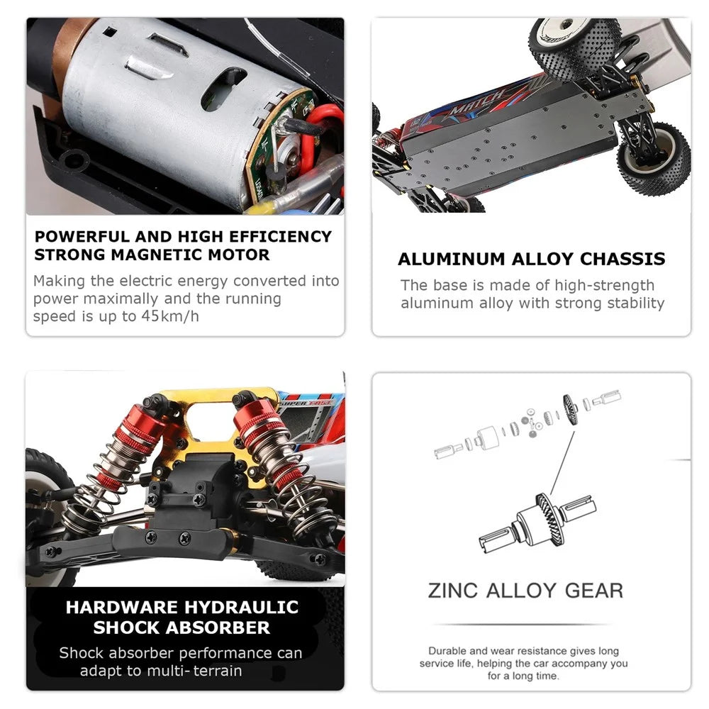 WLTOYS XKS 104001 1/10 2.4GHz RC Car 45km/h High Speed Racing Car Rremote Control 4WD Off-Road Drift Car - 1 Battery - 7