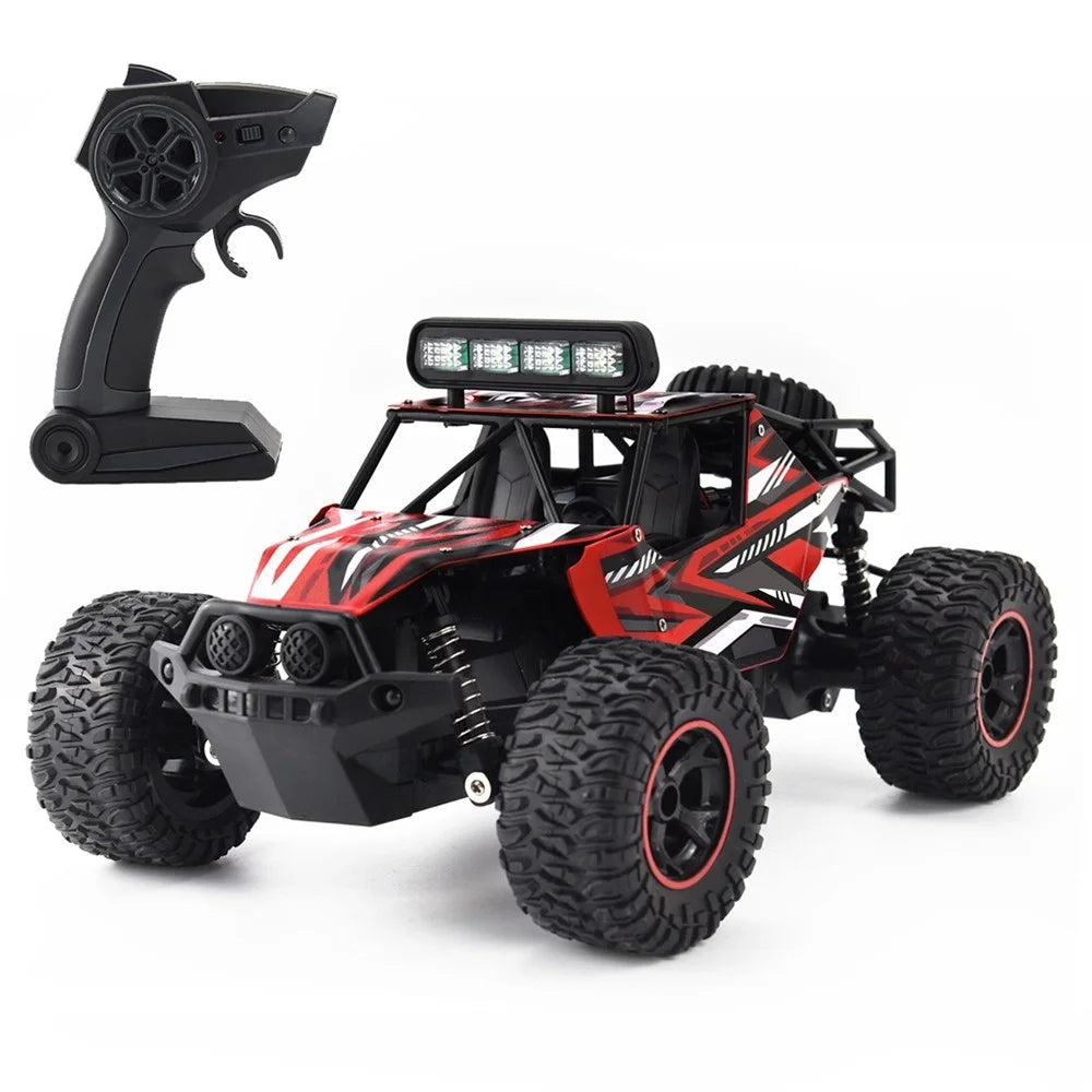 2.4GHz 1/16 RC Car Off-Road Racing Car Remote Control 18km/h Truck RTR with LED Light - Red - 1
