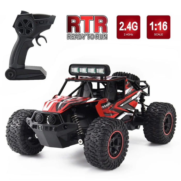 2.4GHz 1/16 RC Car Off-Road Racing Car Remote Control 18km/h Truck RTR with LED Light - Red - 3
