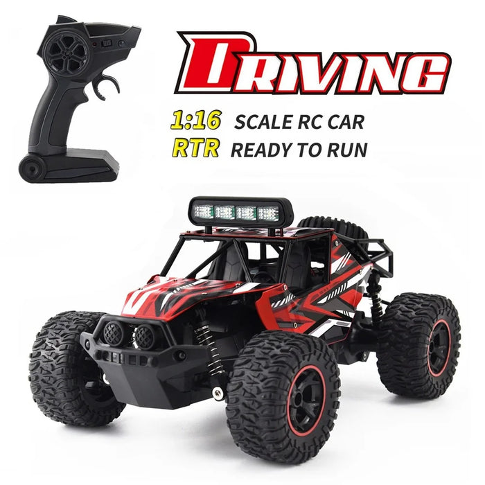 2.4GHz 1/16 RC Car Off-Road Racing Car Remote Control 18km/h Truck RTR with LED Light - Red - 6
