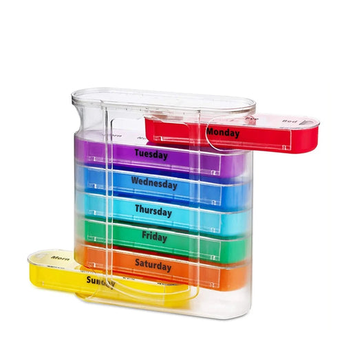 7 Days Week Pill Box Moisture-proof Lightweight Portable Pills Storage Drawer Type 28 Grids Medicine Tablet Dispenser Case Vitamin Organizer for Travel - 1