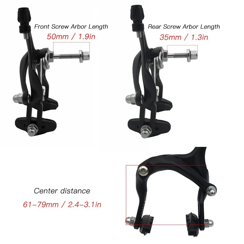 Aluminum Bike U Brake Caliper Front/Rear Long Arm Clip Bicycle Caliper - Black/Rear - 6