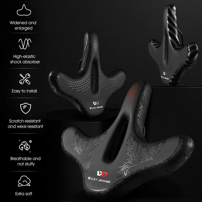 WEST BIKING Bike Seat Road Bike Saddle Comfort Ergonomic Waterproof Saddle Replacement with Wide Cushion - 2