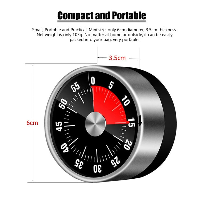 Kitchen Countdown Timer Magnetic 60 Minute Wind Up Mechanical Timer for Home Baking Cooking - 4