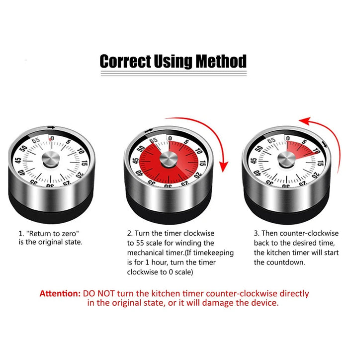 Kitchen Countdown Timer Magnetic 60 Minute Wind Up Mechanical Timer for Home Baking Cooking - 5