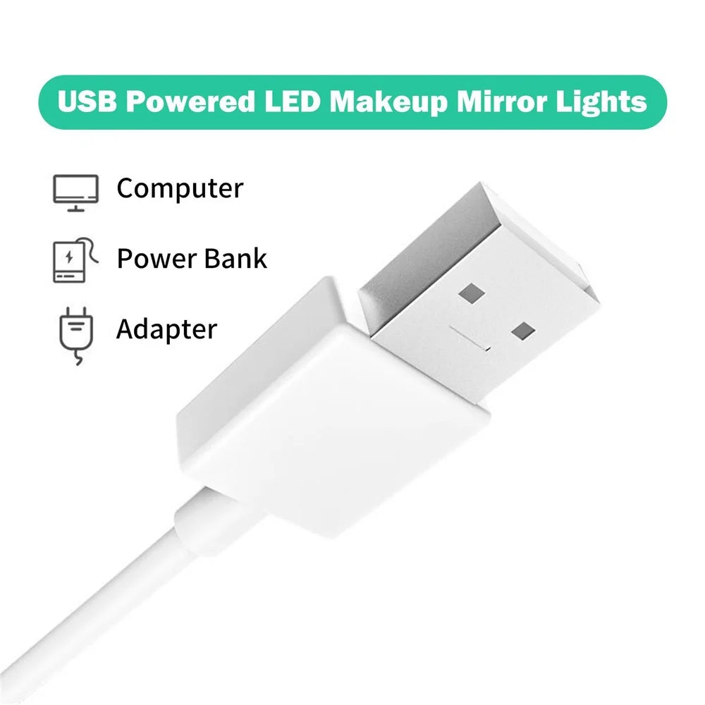 LED Makeup Mirror Lights DIY, LED Vanity Makeup Lamp for Dressing Table Mirror Bath Mirror Lamps with USB Power Cable - 18LEDs - 2
