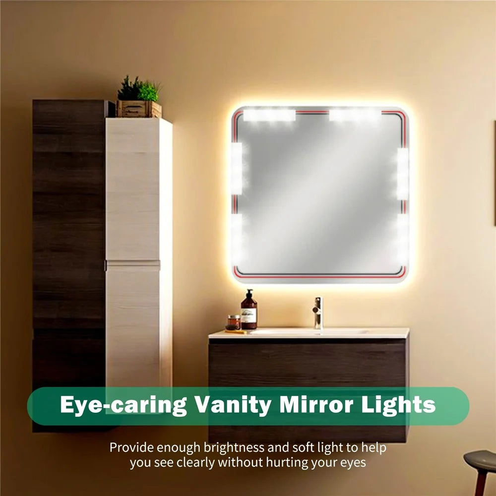 LED Makeup Mirror Lights DIY, LED Vanity Makeup Lamp for Dressing Table Mirror Bath Mirror Lamps with USB Power Cable - 18LEDs - 4