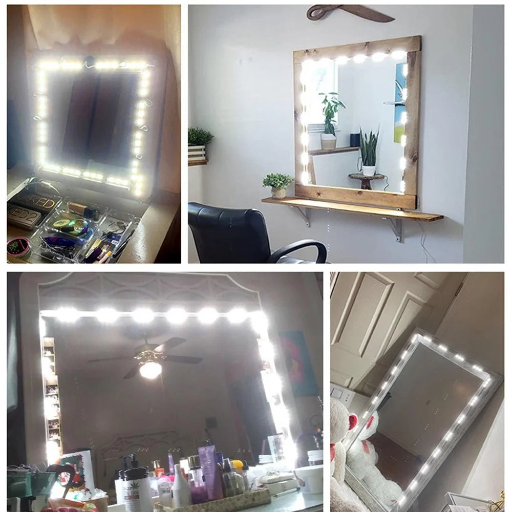 LED Makeup Mirror Lights DIY, LED Vanity Makeup Lamp for Dressing Table Mirror Bath Mirror Lamps with USB Power Cable - 18LEDs - 5