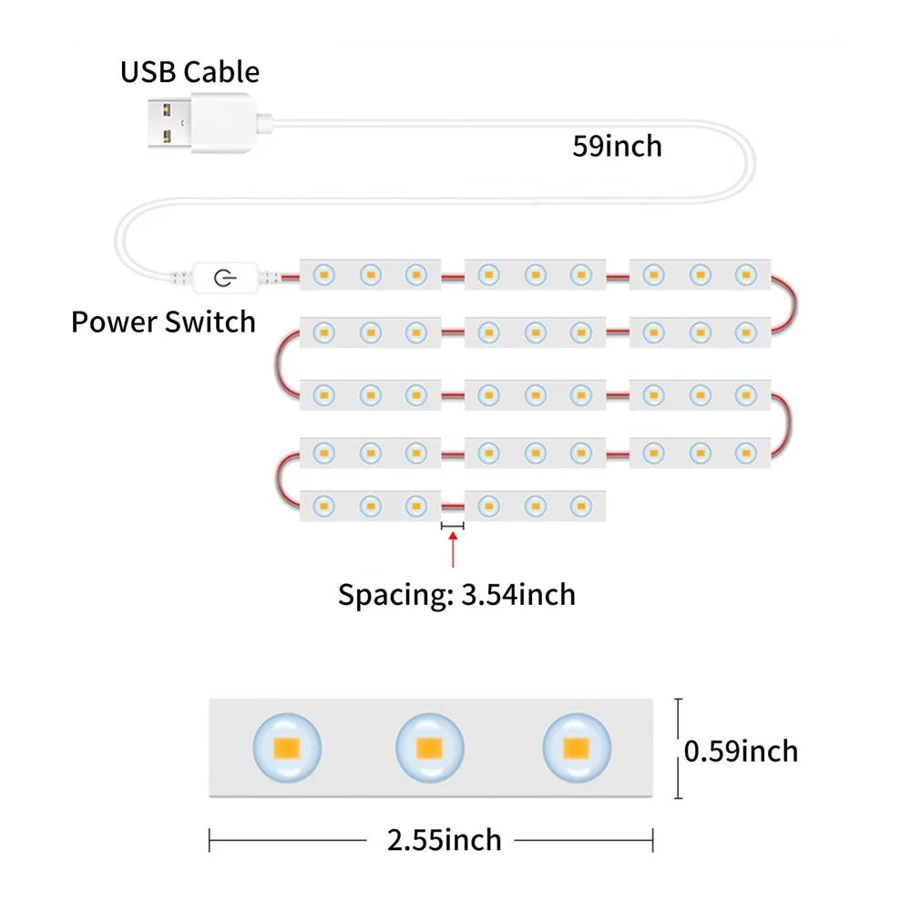 LED Makeup Mirror Lights DIY, LED Vanity Makeup Lamp for Dressing Table Mirror Bath Mirror Lamps with USB Power Cable - 18LEDs - 6