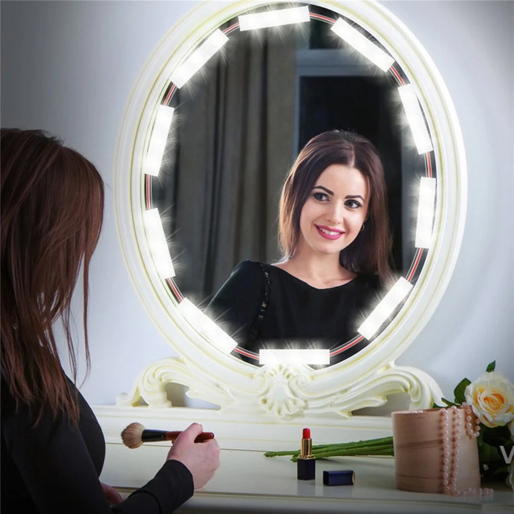 LED Makeup Mirror Lights DIY, LED Vanity Makeup Lamp for Dressing Table Mirror Bath Mirror Lamps with USB Power Cable - 18LEDs - 7