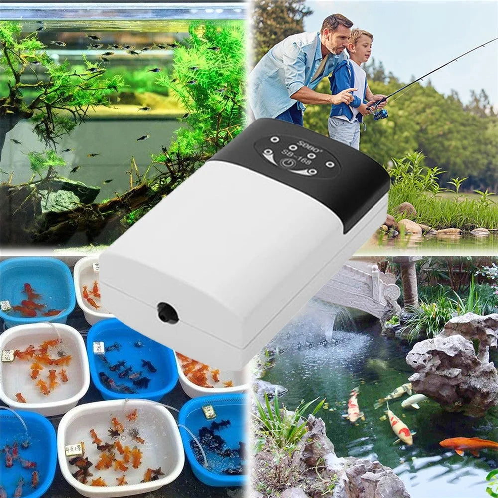 Aquarium Air Pump Fish Tank Oxygen Pump USB Rechargeable Fishing Aerator with Pipe Air Bubble Stone - 5