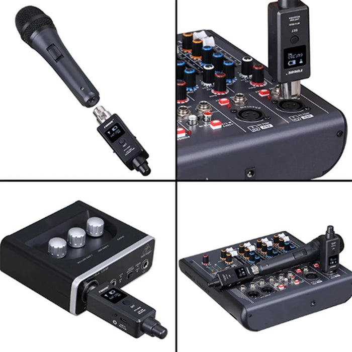 Microphone Wireless System Wireless Mic Adapter Transmitter Receiver Plug-on for Microphone Audio Mixer - 6