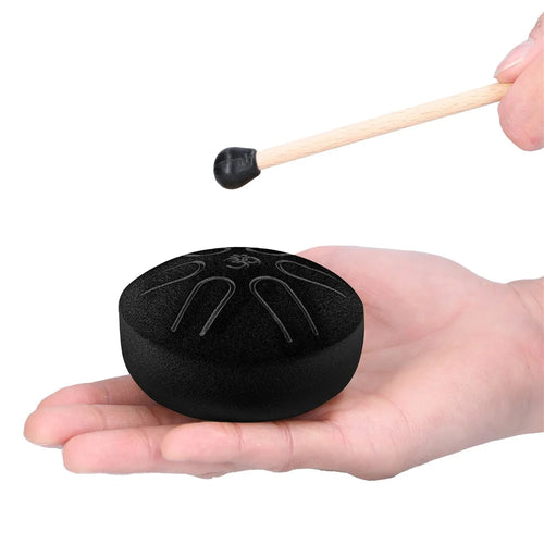 Steel Tongue Drum 3 Inch 6 Tone Hand Pan Drums Percussion Steel Drum Kit - Black - 1