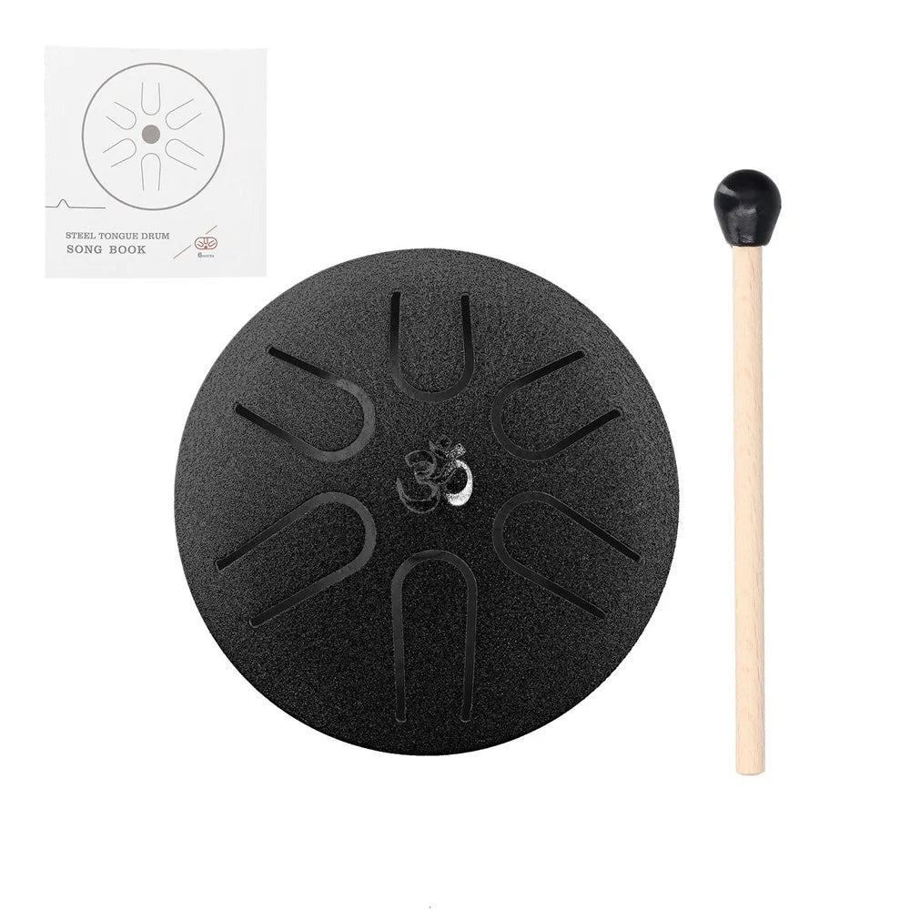 Steel Tongue Drum 3 Inch 6 Tone Hand Pan Drums Percussion Steel Drum Kit - Black - 5
