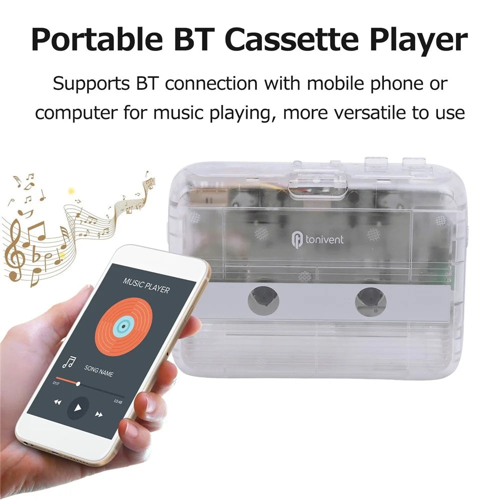 TONIVENT BT Cassette Player FM Stereo Radio Portable Tape Player with Auto Reverse and 3.5mm AUX Input - 5