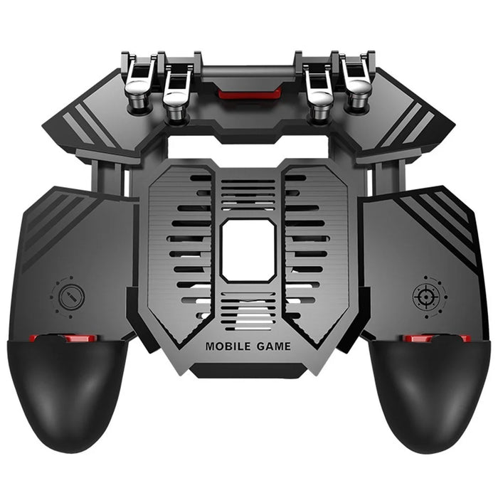 AK77 Mobile Game Controller PUBG Game Controller Gamepad with 6 Finger Gaming Trigger and Cooling Fan - Black/USB Cable Charging - 1