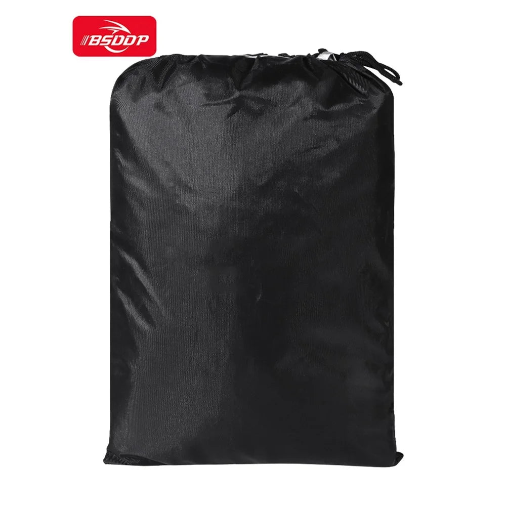 BSDDP 200x90x100cm Motorcycle Cover with Keyhole Oxford Cloth Waterproof Dustproof Motorbike Outdoor Protective Hood Cover - Black/Silver/M - 3