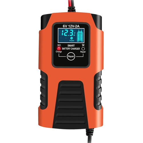 Motorcycle Smart Battery Charger 6V/2A 12V/2A Automatic Trickle Battery Charger Battery Maintainer Battery Desulfator - EU Plug/Orange - 1