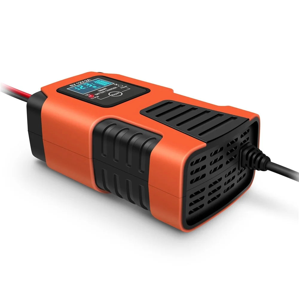 Motorcycle Smart Battery Charger 6V/2A 12V/2A Automatic Trickle Battery Charger Battery Maintainer Battery Desulfator - EU Plug/Orange - 6