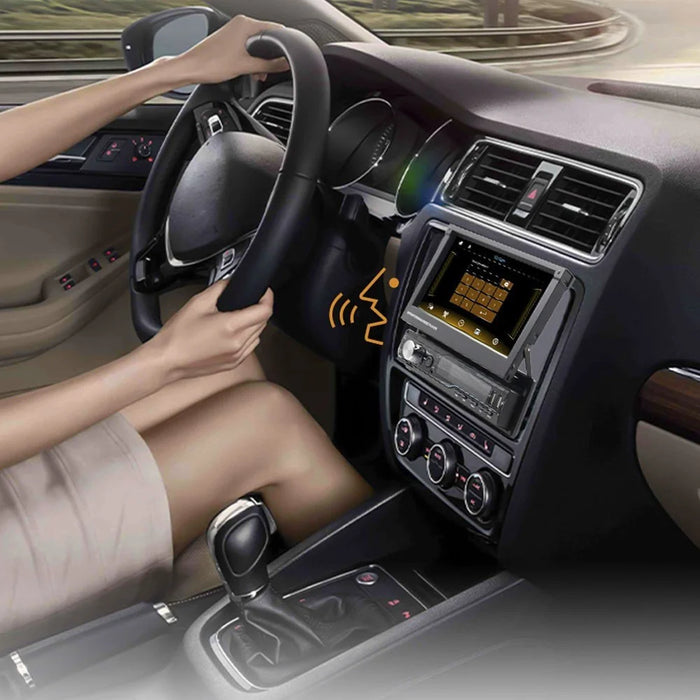 Single Din Bluetooth-compatible Car Radio 7-inch Automatic Telescopic Touchscreen Car Stereo FM/AM Radio MP5 Car Player - 2