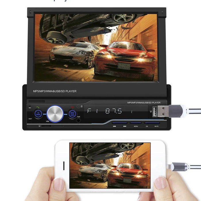 Single Din Bluetooth-compatible Car Radio 7-inch Automatic Telescopic Touchscreen Car Stereo FM/AM Radio MP5 Car Player - 4