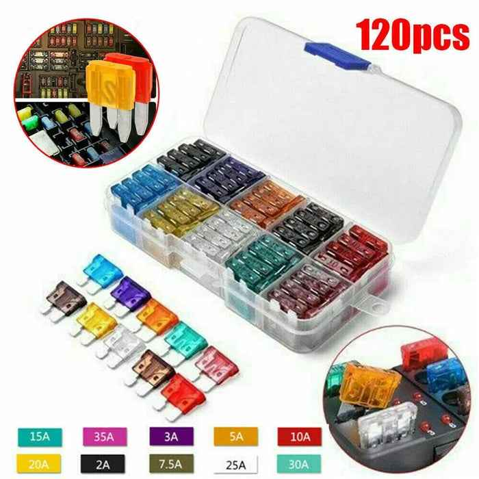120Pcs/Box Mini Auto Blade Fuses Set 2-35A Assorted Color-coded Carved Amp Rating Fuse - 6
