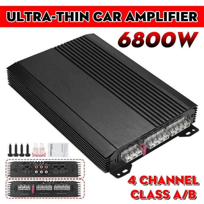 Class A/B 4-Channel Car Audio Amplifier 6800W 12V Power Amp Amplifier - 2