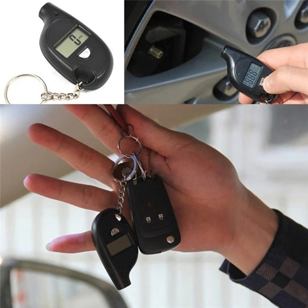 Portable Digital Display Car Tyre Air Pressure Gauge Mini Tire Pressure Tester Measuring Tool with Keychain - 4