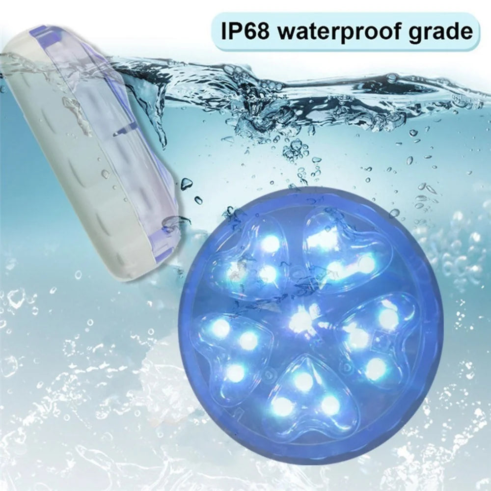 2Pcs Submersible LED Pool Light with IR Remote Control 13 Colors Changing Waterproof Underwater Light - 4