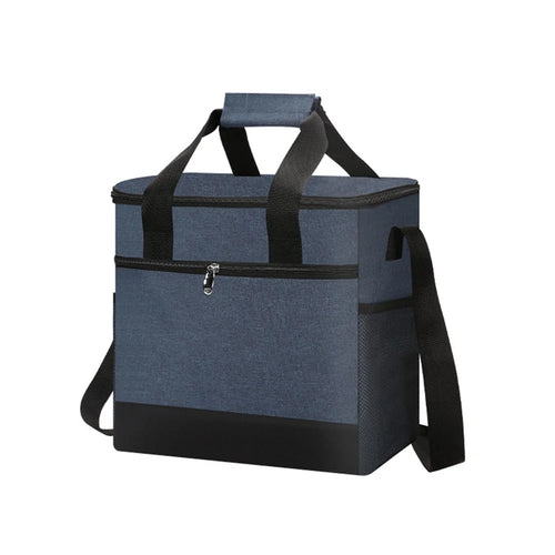 Portable Insulated Lunch Bag Reusable Lunch Box Container 15L Capacity with Top Carry Handle Shoulder Strap - Navy Blue - 1