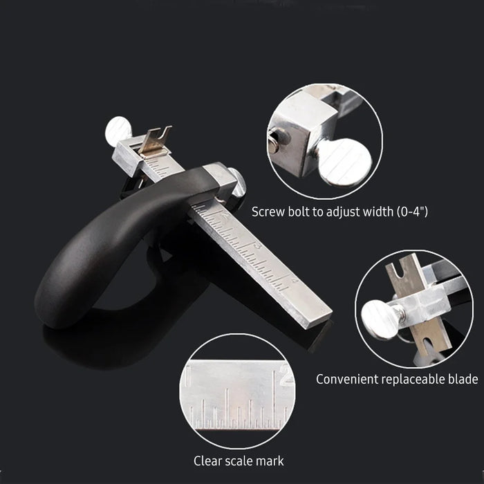 Leather Strap Cutter DIY Leathercraft Hand Cutting Tool Leather Strip Belt Cutter with Aluminium Handle - 4