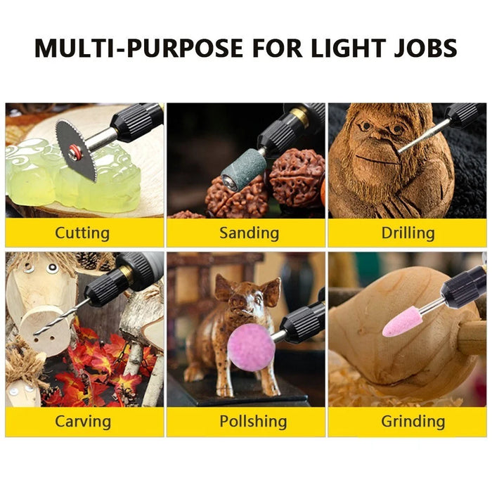 3.7V Cordless Rotary Tool 5 Variable Speed Li-Ion Power USB Charging Accessories Kit for Carving Engraving Sanding Polishing and Cutting - Grey - 3