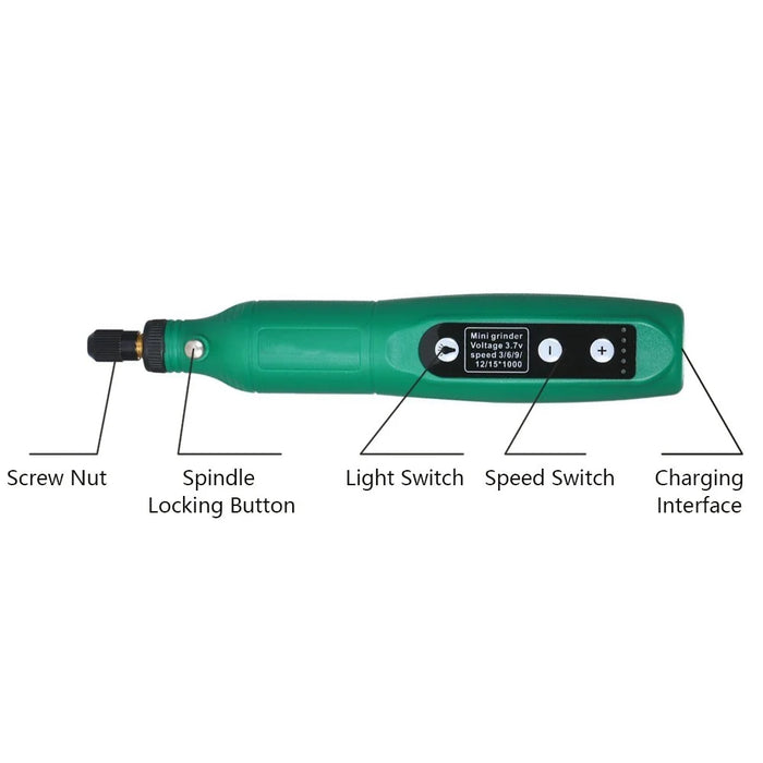 3.7V Cordless Rotary Tool 5 Variable Speed Li-Ion Power USB Charging Accessories Kit for Carving Engraving Sanding Polishing and Cutting - Grey - 4