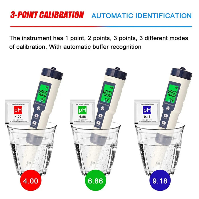 5 in 1 Professional Multi-parameter Testing Meter PH/EC/TDS/Salinity/Thermometer Digital Tester Water Quality Tester - 3