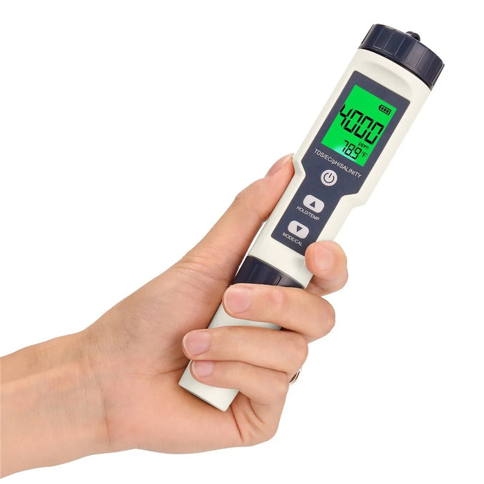 5 in 1 Professional Multi-parameter Testing Meter PH/EC/TDS/Salinity/Thermometer Digital Tester Water Quality Tester - 4